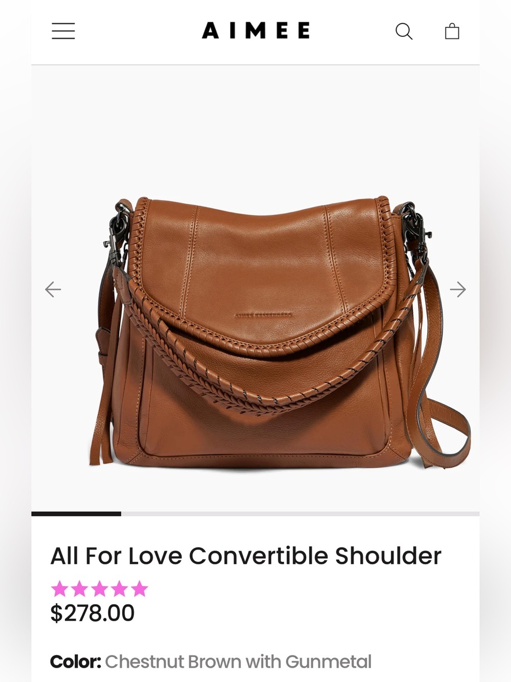 Aimee Kestenberg all for love leather convertible shoulder crossbody bag